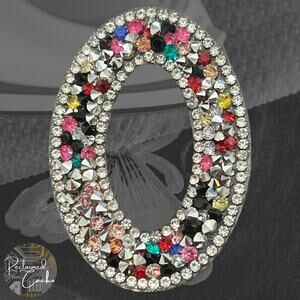 Letter O Multicolor Rhinestone Iron On Patch